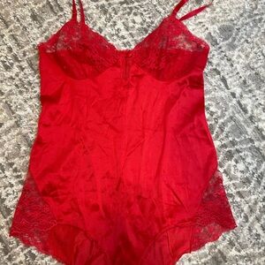 Vintage Vanity Fair Red Lace Chemise